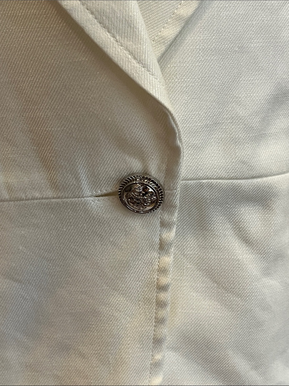 AS by DF Ivory Blazer Jacket Silver Button  Size Small Linen Tailored - Picture 8 of 14